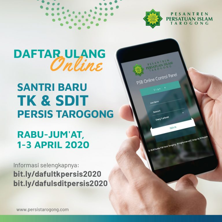 Daftar Ulang Santri Baru TK Persis Tarogong 2020-2021