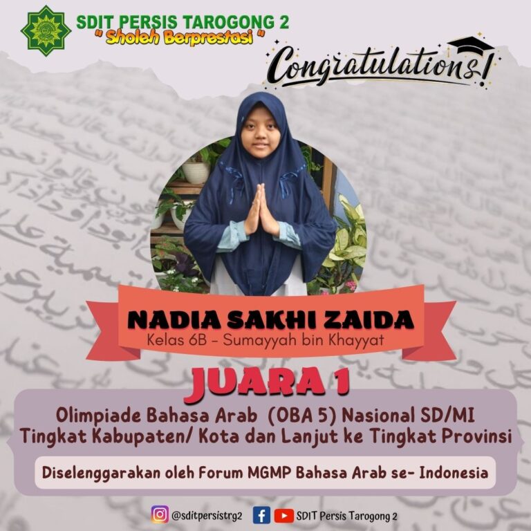 Tiga Santri SDIT 2 Persis Tarogong Raih Juara Olimpiade Bahasa Arab