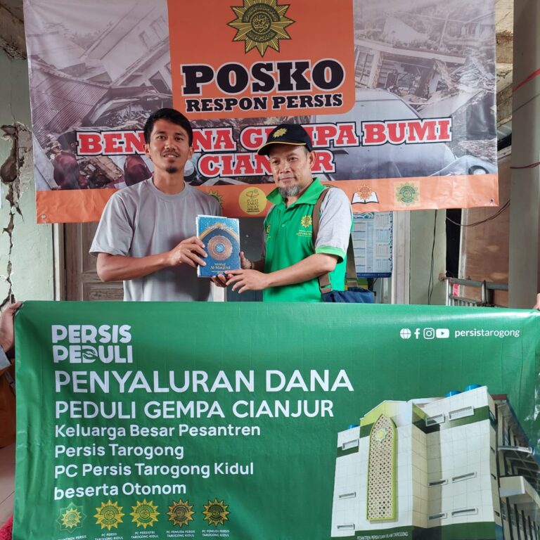 Pesantren Beserta PC Persis Tarkid Salurkan Donasi dan Siapkan Beasiswa Bagi Korban Gempa Cianjur