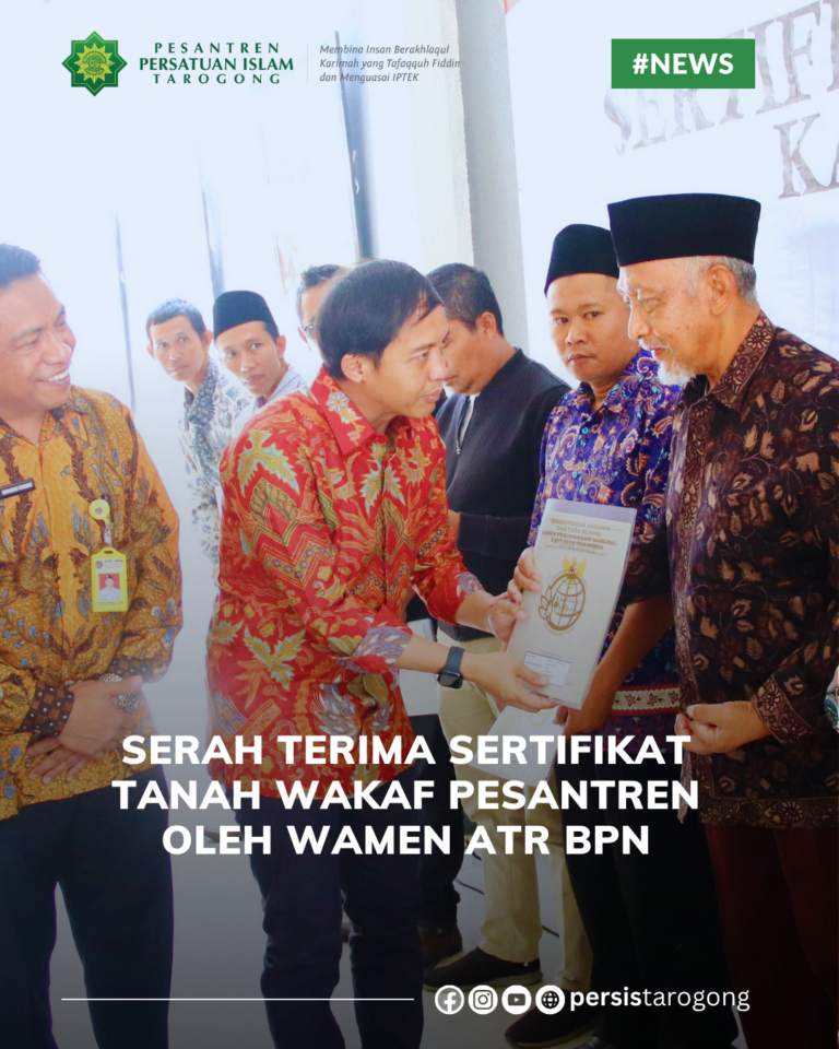 Wakil Menteri ATR/BPN Serahkan Sertifikat Tanah Wakaf Pesantren Persis Tarogong