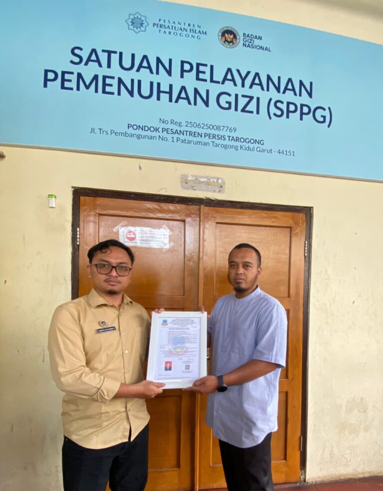 SPPG Pesantren Persis Tarogong Raih Sertifikat Laik Higiene Sanitasi (SLHS), Pertama di Garut
